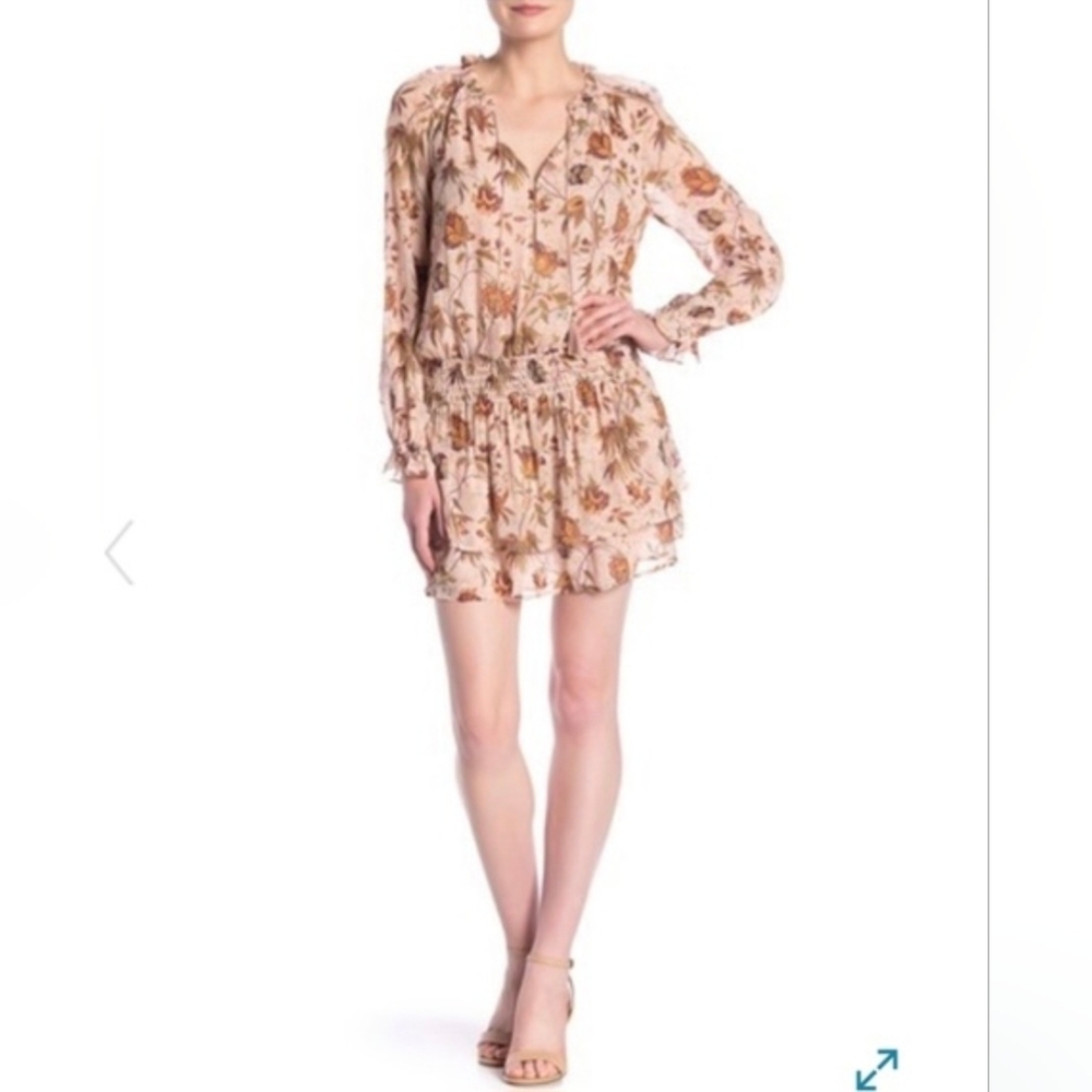 Paige Dress Lemay Silk Boho Floral Tiered Mini Size S